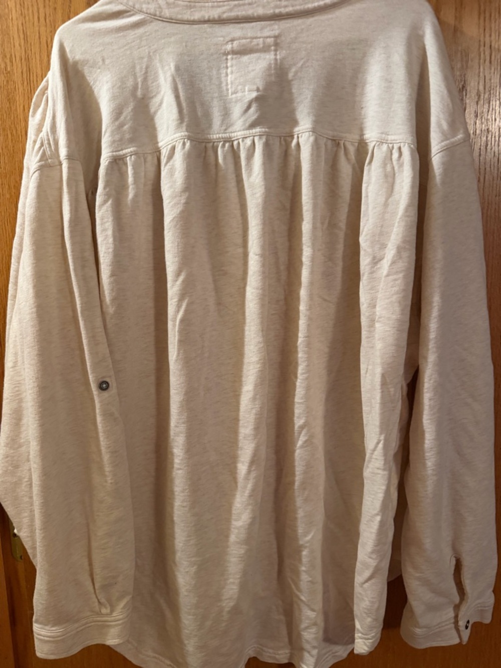 aerie Cream Button-Front Women's Shirt with Patch Pockets - Picture 4 of 4